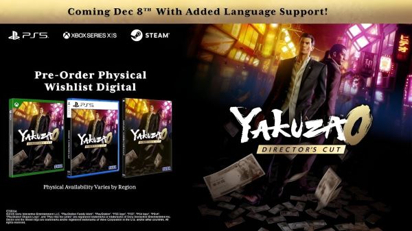 Yakuza 0: Director's Cut, Yakuza Kiwami и Yakuza Kiwami 2 выйдут на PlayStation 5 и Xbox Series X|S с русскими субтитрами